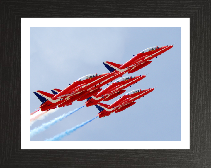 RAF Red Arrows in Formation Closeup Photo Print - Royal Air Force Aircraft Hampshire Prints 10 x 8 Black Frame Yes