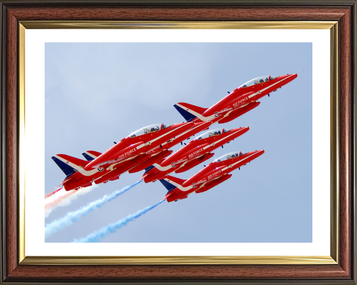 RAF Red Arrows in Formation Closeup Photo Print - Royal Air Force Aircraft Hampshire Prints 10 x 8 Classic Frame Yes