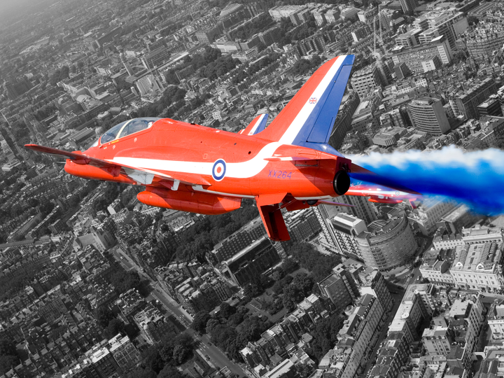 RAF Red Arrows over London UK Photo Print - Royal Air Force Aircraft Hampshire Prints 6 x 4 No Frame No