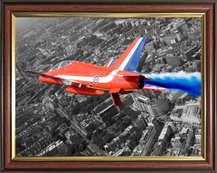 RAF Red Arrows over London UK Photo Print - Royal Air Force Aircraft Hampshire Prints 10 x 8 Classic Frame No