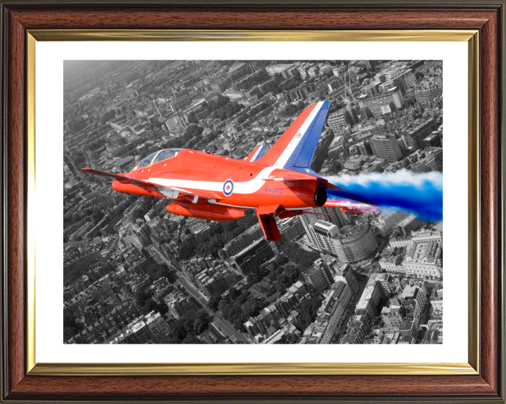 RAF Red Arrows over London UK Photo Print - Royal Air Force Aircraft Hampshire Prints 10 x 8 Classic Frame Yes