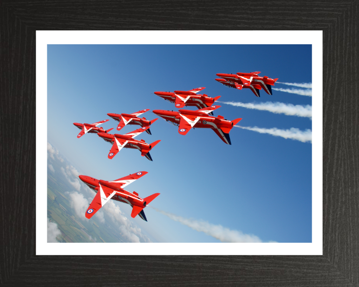 RAF Red Arrows inverted Formation Photo Print - Royal Air Force Aircraft Hampshire Prints 10 x 8 Black Frame Yes