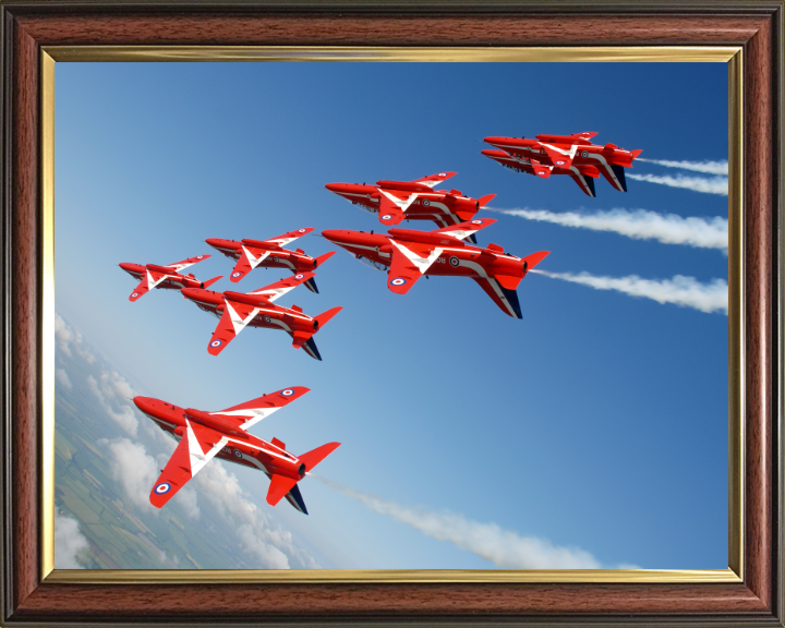 RAF Red Arrows inverted Formation Photo Print - Royal Air Force Aircraft Hampshire Prints 10 x 8 Classic Frame No