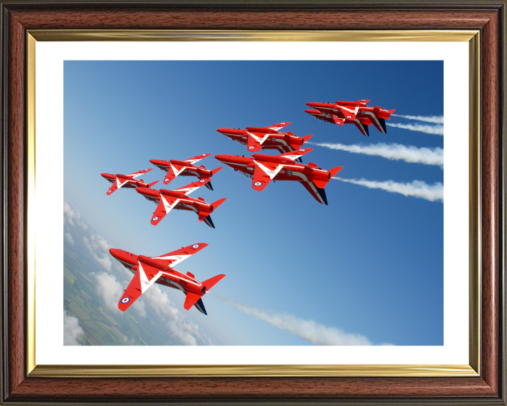 RAF Red Arrows inverted Formation Photo Print - Royal Air Force Aircraft Hampshire Prints 10 x 8 Classic Frame Yes