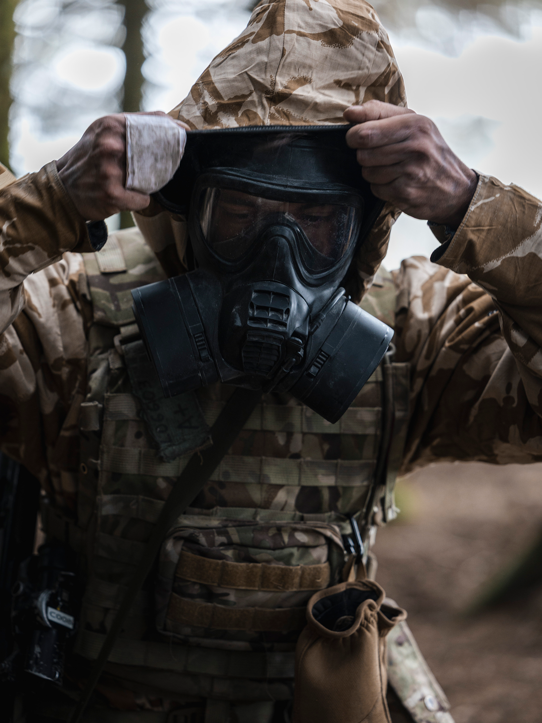 British Army 222 Signal Squadron CBRN Hood Up July 2026
