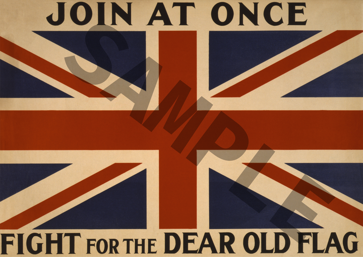 Join at Once Fight for the Dear Old Flag | British World War One Recruitment Poster Posters, Prints, & Visual Artwork Hampshire Prints