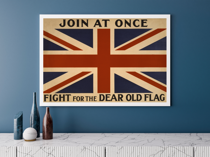 Join at Once Fight for the Dear Old Flag | British World War One Recruitment Poster Posters, Prints, & Visual Artwork Hampshire Prints