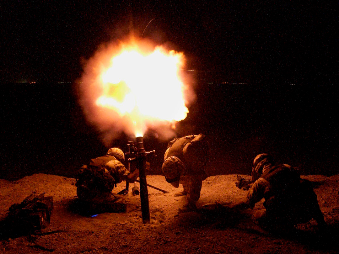 British Army Royal Welch Fusiliers Mortar Night Firing July 2004