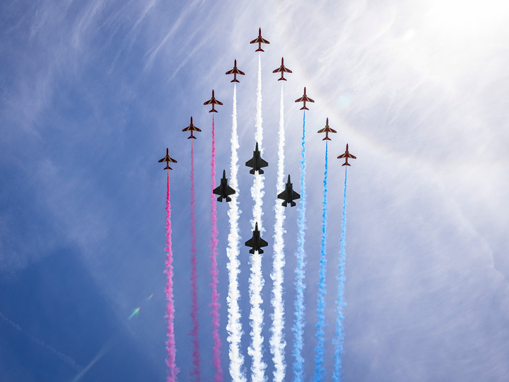 RAF Red Arrows With F-35B Lightning Jets London 2026 Photo Print - Posters, Prints, & Visual Artwork - by Hampshire Prints (image 1 of 9)