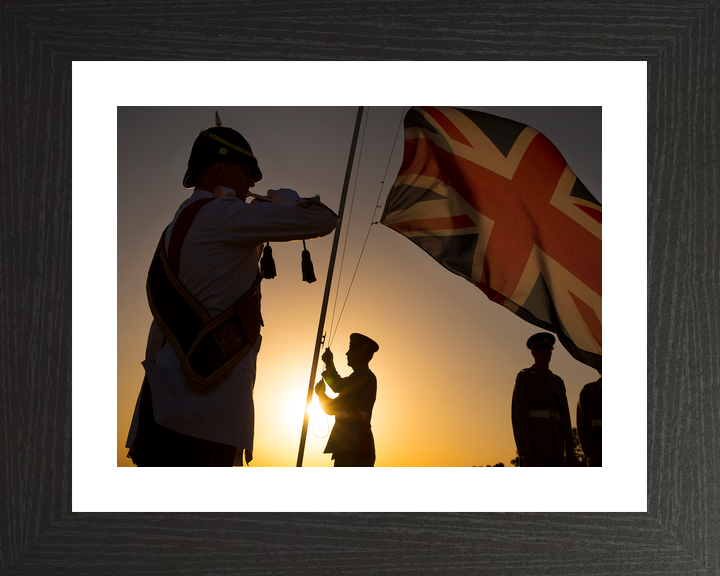 British Army Bugler Sunset Ceremony Episkopi Cyprus c2015