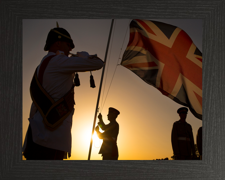 British Army Bugler Sunset Ceremony Episkopi Cyprus c2015