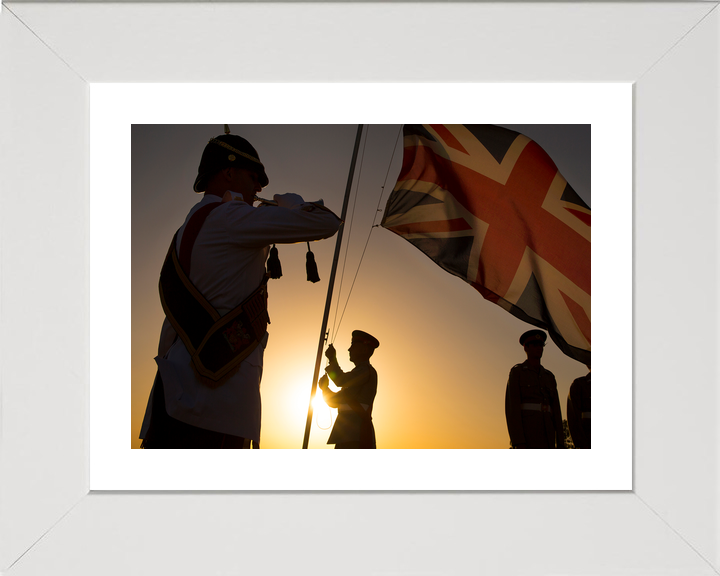 British Army Bugler Sunset Ceremony Episkopi Cyprus c2015