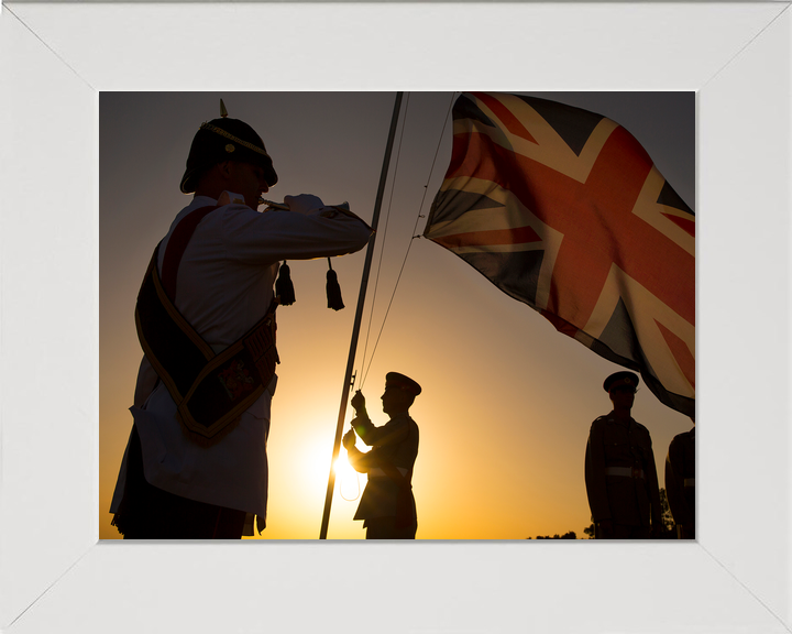 British Army Bugler Sunset Ceremony Episkopi Cyprus c2015