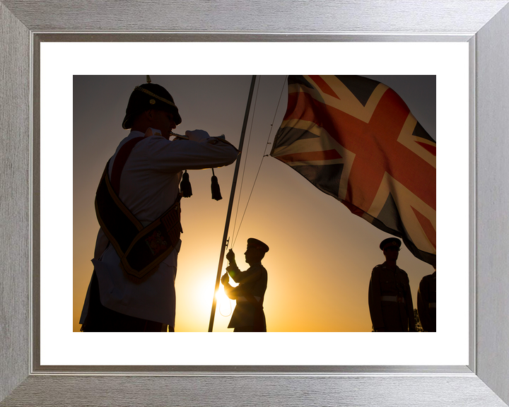 British Army Bugler Sunset Ceremony Episkopi Cyprus c2015