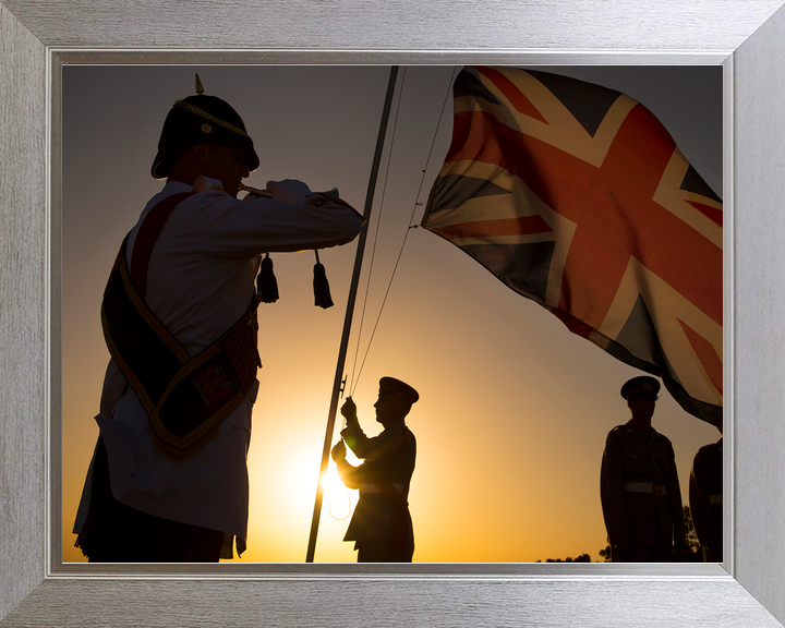 British Army Bugler Sunset Ceremony Episkopi Cyprus c2015