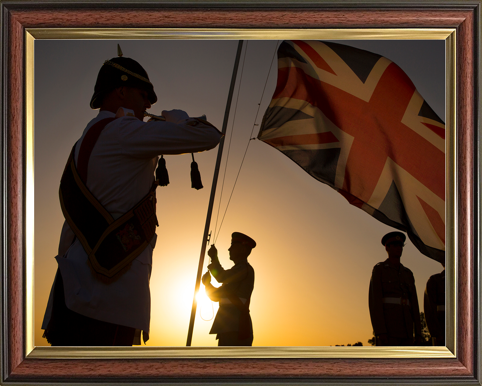 British Army Bugler Sunset Ceremony Episkopi Cyprus c2015