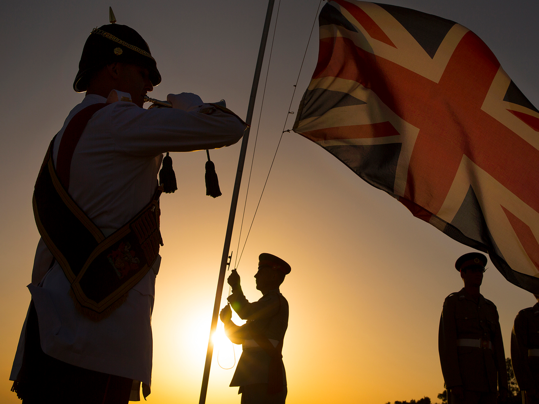 British Army Bugler Sunset Ceremony Episkopi Cyprus c2015