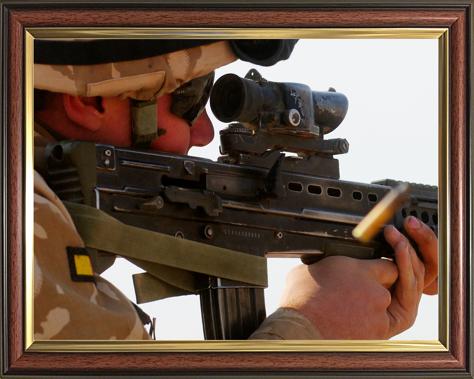 British Army Soldier Fires SA80 Camp Bastion 2009