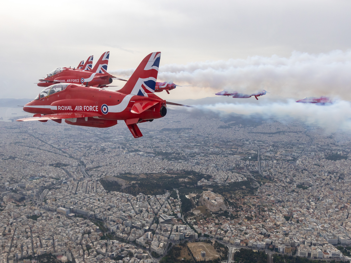 RAF Red Arrows Displaying Over Athens 2026 Photo Print - Posters, Prints, & Visual Artwork - by Hampshire Prints (image 1 of 9)