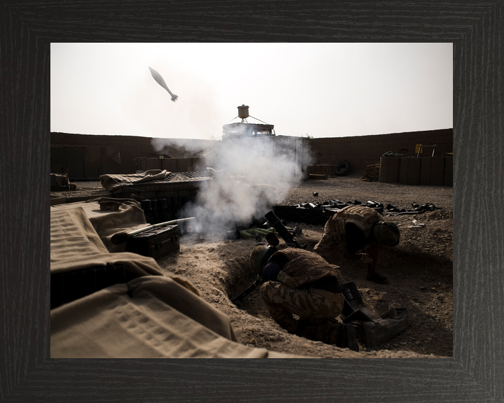 British Army Mortar Team Firing Patrol Base 4 Helmand 2010
