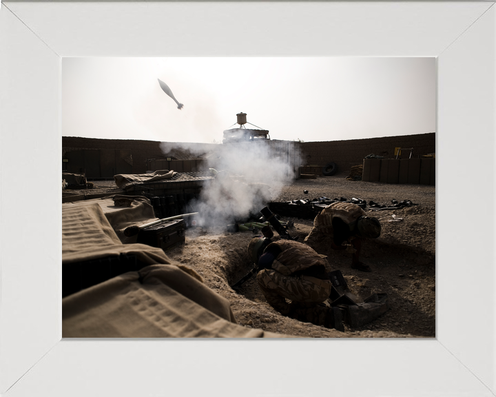 British Army Mortar Team Firing Patrol Base 4 Helmand 2010