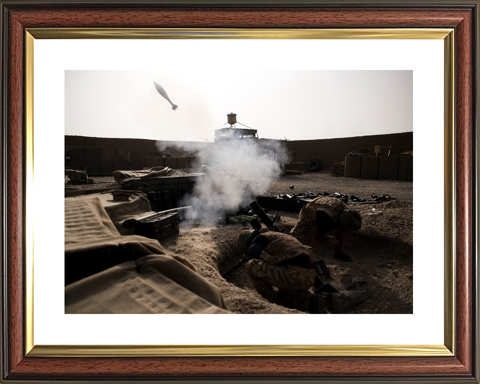 British Army Mortar Team Firing Patrol Base 4 Helmand 2010