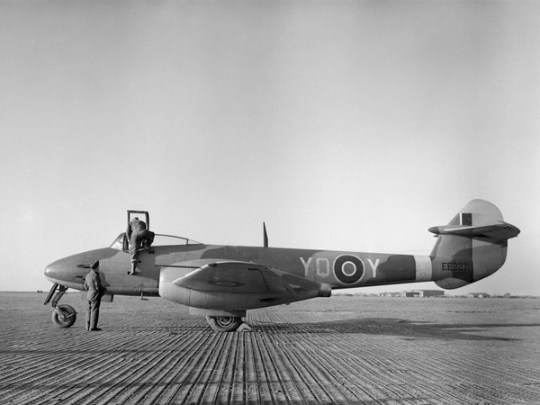 RAF Gloster Meteor F Mk I on the ground 1944
