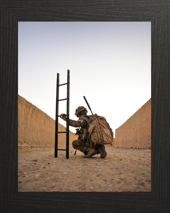 British Army Royal Gurkha Rifles Soldier with Ladder Helmand 2010