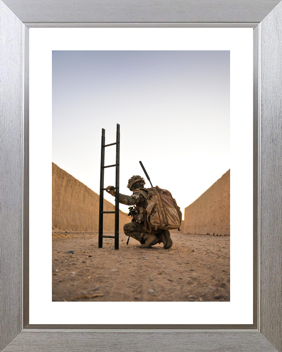 British Army Royal Gurkha Rifles Soldier with Ladder Helmand 2010