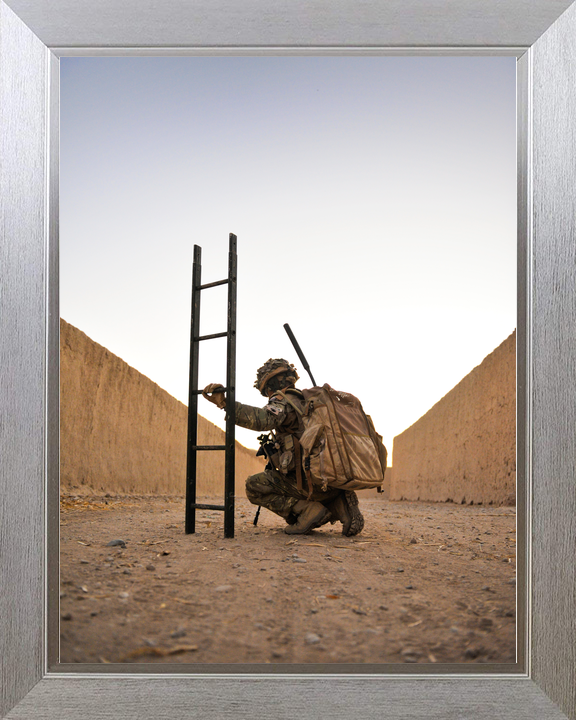British Army Royal Gurkha Rifles Soldier with Ladder Helmand 2010