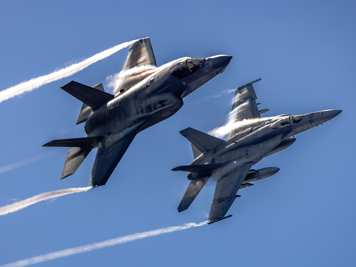 RAF F-35B Lightening with US Navy F/A18E Photo Print Royal Air Force Aircraft Wall Art Aviation Decor Posters, Prints, & Visual Artwork Hampshire Prints 6 x 4 No Frame No