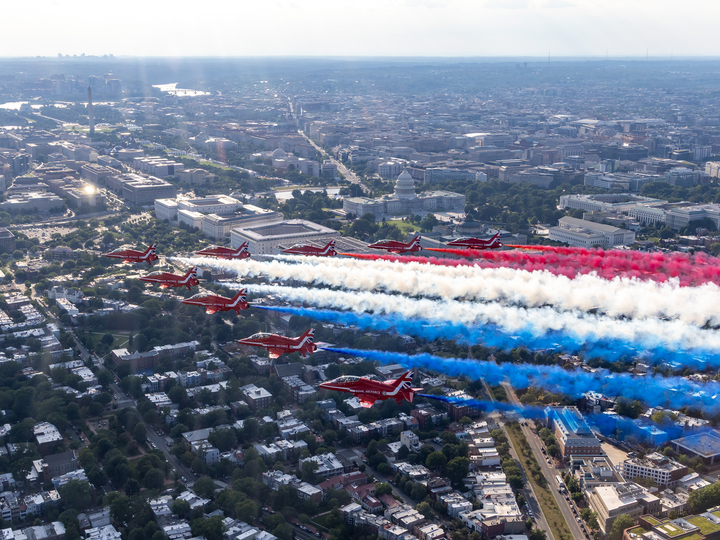 RAF Red Arrows Fly Over Washington DC July 2026