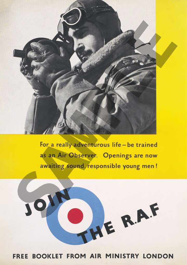 A really adventurous life join the RAF | World War Two Recruitment Poster Posters, Prints, & Visual Artwork Hampshire Prints A4
