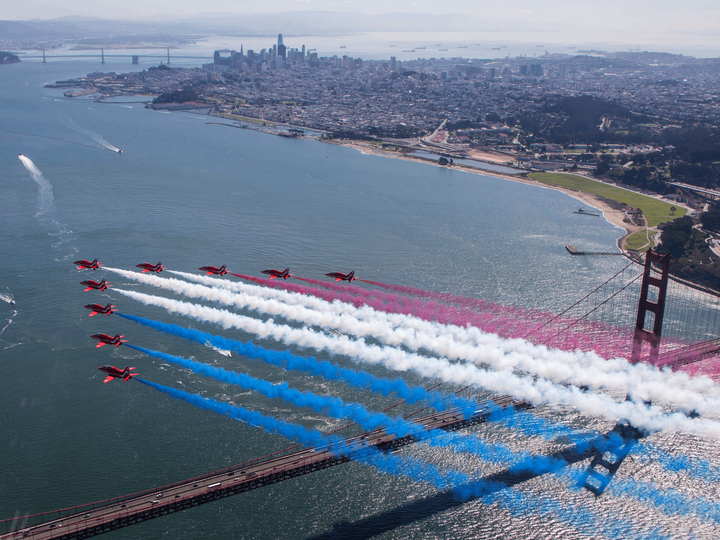 RAF Red Arrows San Francisco Skyline Golden Gate October 2019