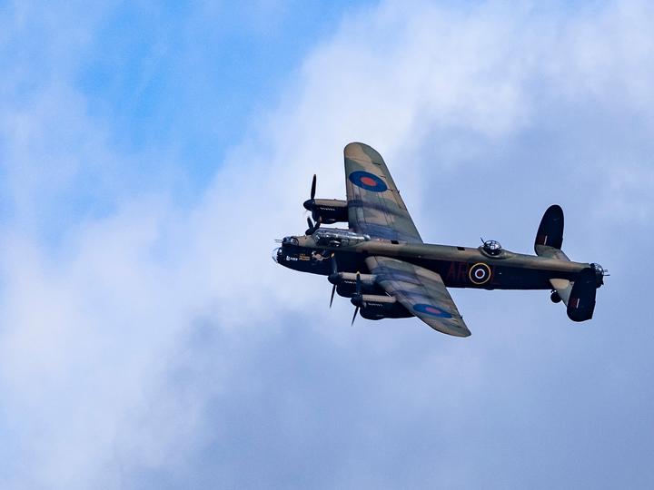 RAF BBMF Lancaster Bomber in Flight 2025 Photo Print - Royal Air Force Aircraft
