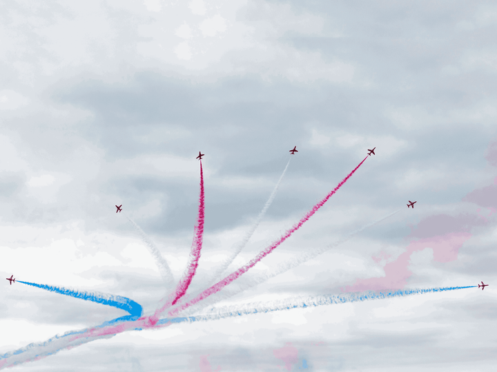 RAF Red Arrows Six Hawks Fan Out Jordanstown June 2024