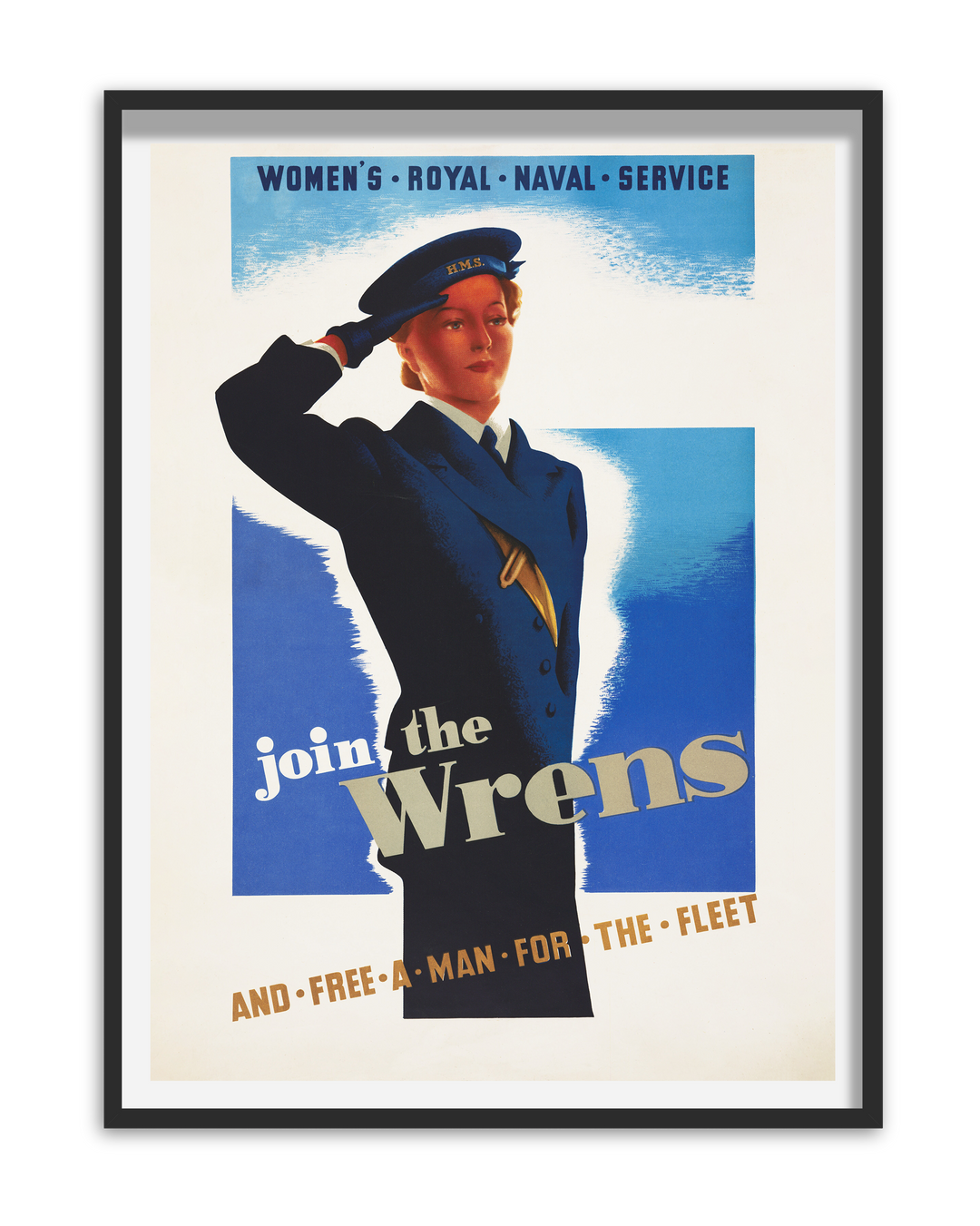 Join the wrens and free a man for the fleet | World War Two Recruitment Poster Posters, Prints, & Visual Artwork Hampshire Prints