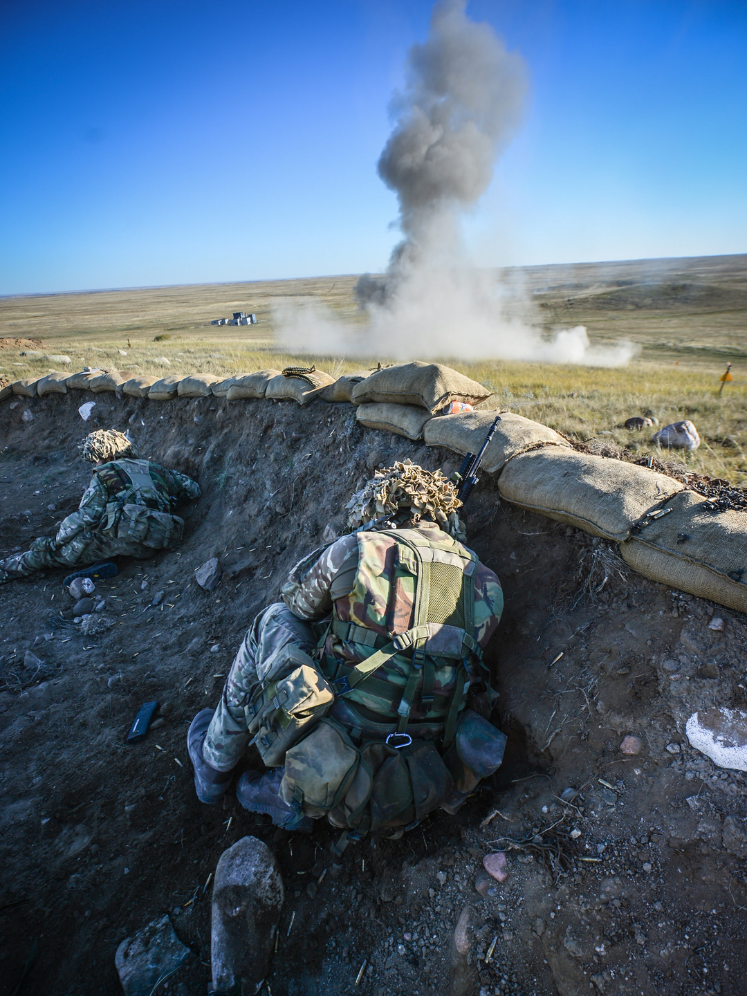 British Army 1 YORKS Soldiers in Trench BATUS September 2014