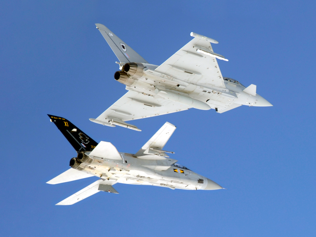 RAF Tornado F3 and Typhoon F2 Jets In Flight Photo Print - Royal Air Force Aircraft Posters, Prints, & Visual Artwork Hampshire Prints 6 x 4 No Frame No
