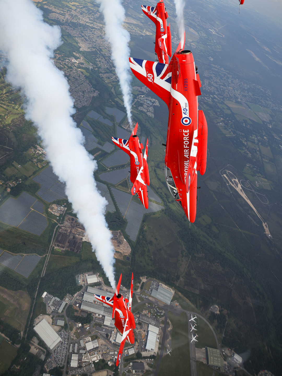 RAF Red Arrows Hawks Diving White Smoke D-Day 80 June 2024