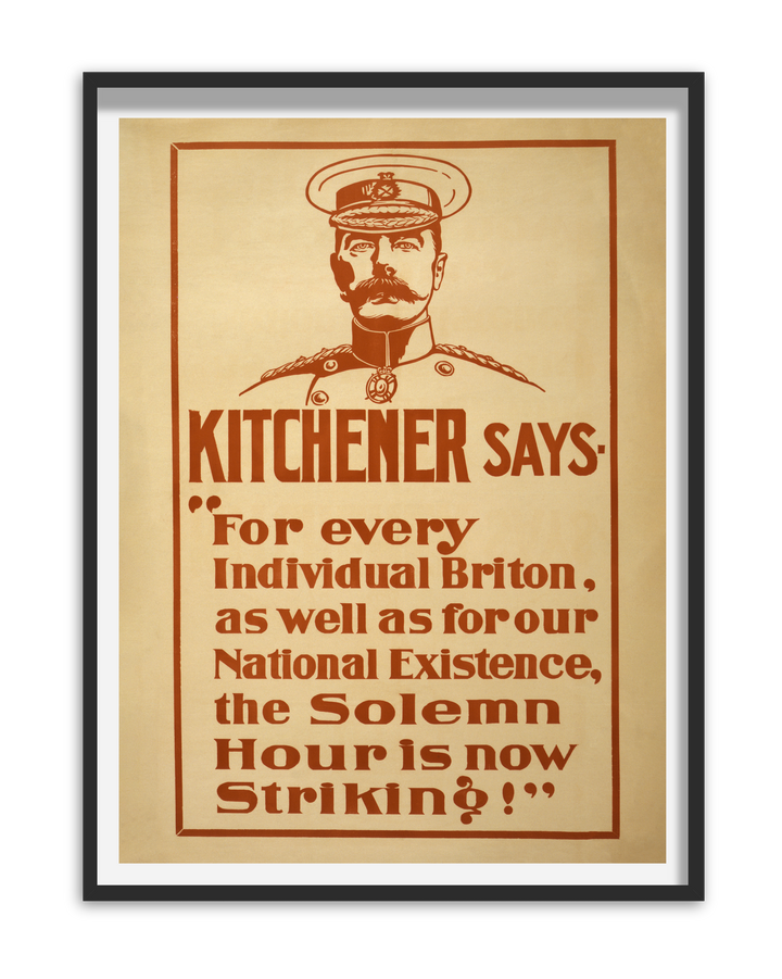 Kitchener says for every individual Briton as well as for our national existence | British World War One Recruitment Poster Posters, Prints, & Visual Artwork Hampshire Prints