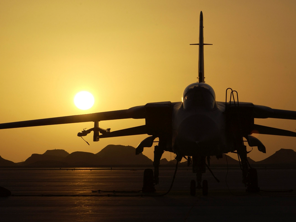 RAF Tornado F3 at sunset in Oman February 2005