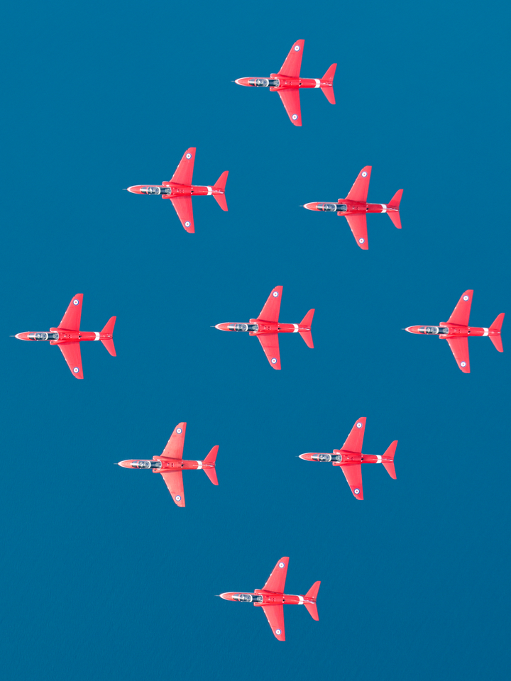 RAF Red Arrows Diamond Nine From Above Greece May 2024