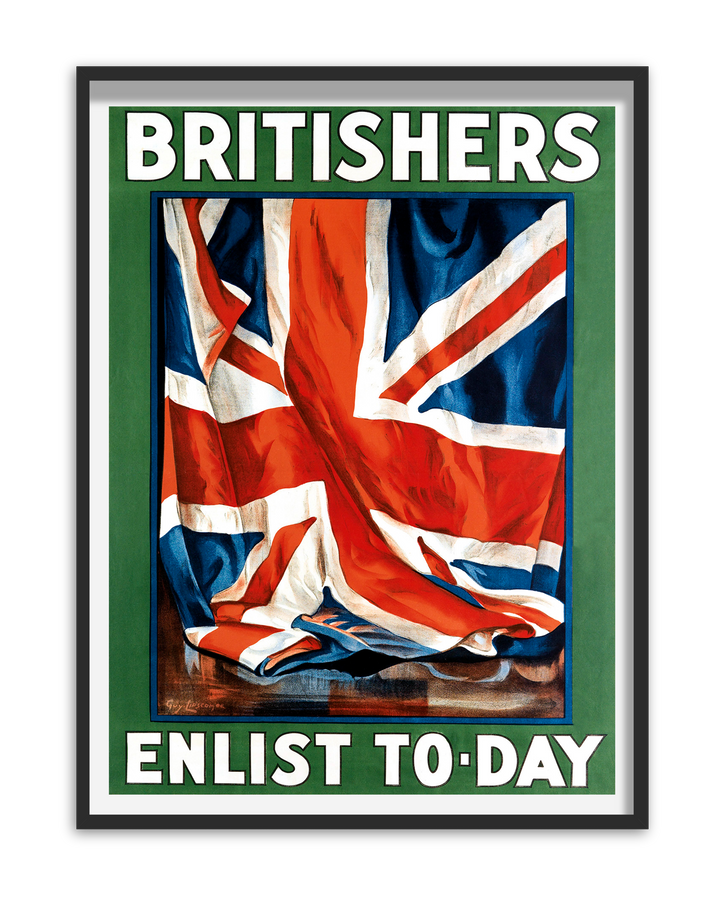 Britishers enlist to-day | British World War One Recruitment Poster Posters, Prints, & Visual Artwork Hampshire Prints A5