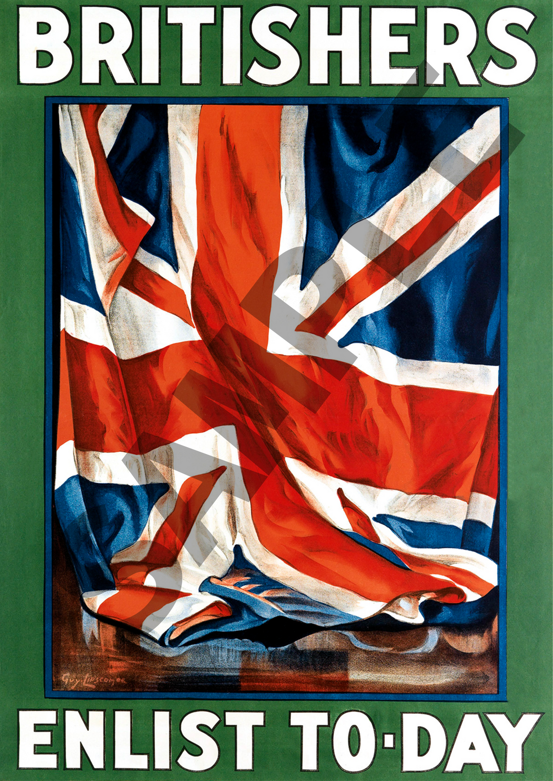 Britishers enlist to-day | British World War One Recruitment Poster Posters, Prints, & Visual Artwork Hampshire Prints A4