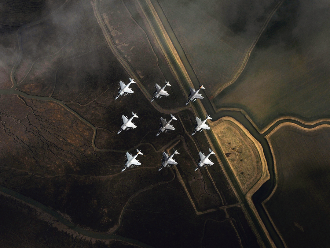 Nine RAF Harrier GR7 Jets in formation Photo Print - Royal Air Force Aircraft Posters, Prints, & Visual Artwork Hampshire Prints 6 x 4 No Frame No