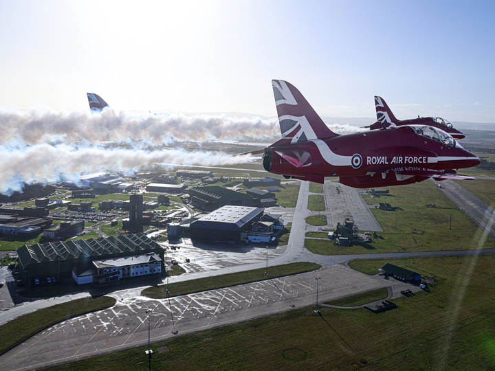 RAF Red Arrows Hawk T1 Over RAF Lossiemouth February 2024
