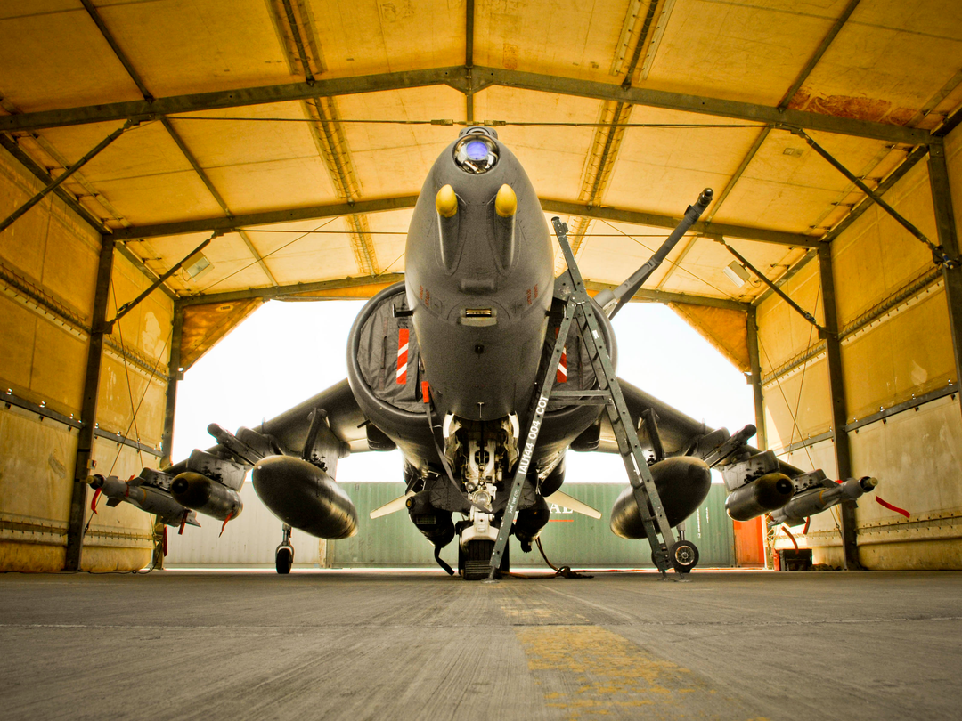 RAF Harrier Jet In a Hanger in Afhanistan 2009 Photo Print - Royal Air Force Aircraft Posters, Prints, & Visual Artwork Hampshire Prints 6 x 4 No Frame No
