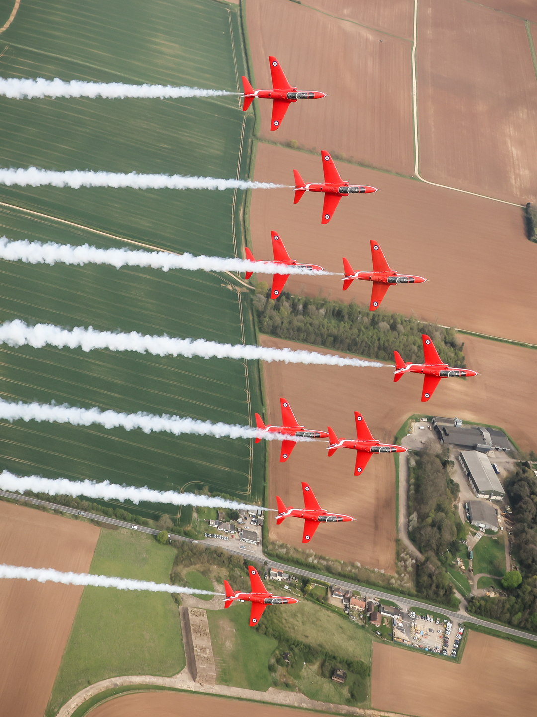 RAF Red Arrows Nine Hawks White Smoke Practice April 2024