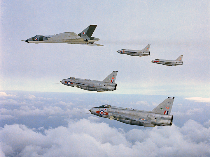 RAF Vulcan and four English Electric Lightning F.6 April 1968